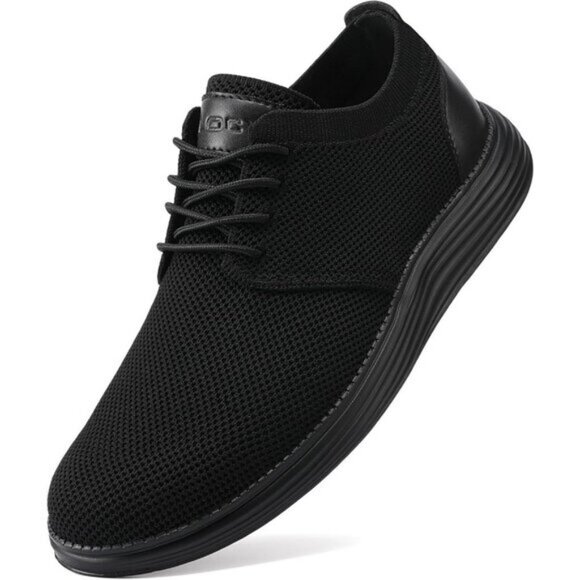 ⚡VILOCY Men's All Black Fashion Business Comfortable Breathable Dress Sneaker - Picture 1 of 9